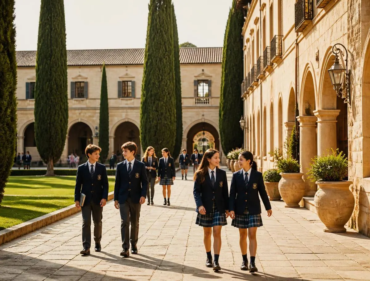 Alumnos en el patio de un colegio internacional en España