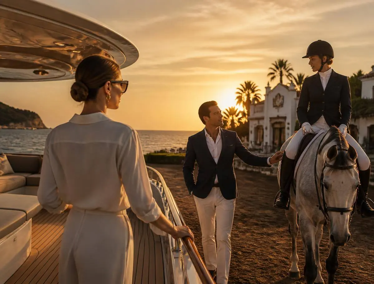 Familia disfrutando del estilo de vida mediterráneo al atardecer